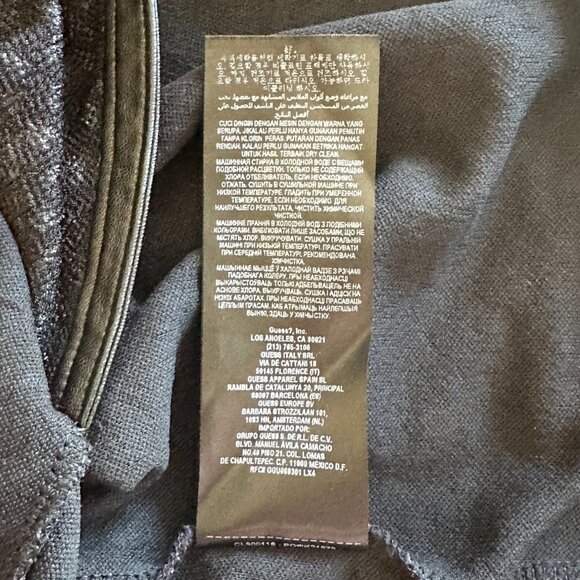 Women's S Guess Animal Print Dress Leather Trim Tulip Hem Zipper - Picture 9 of 10